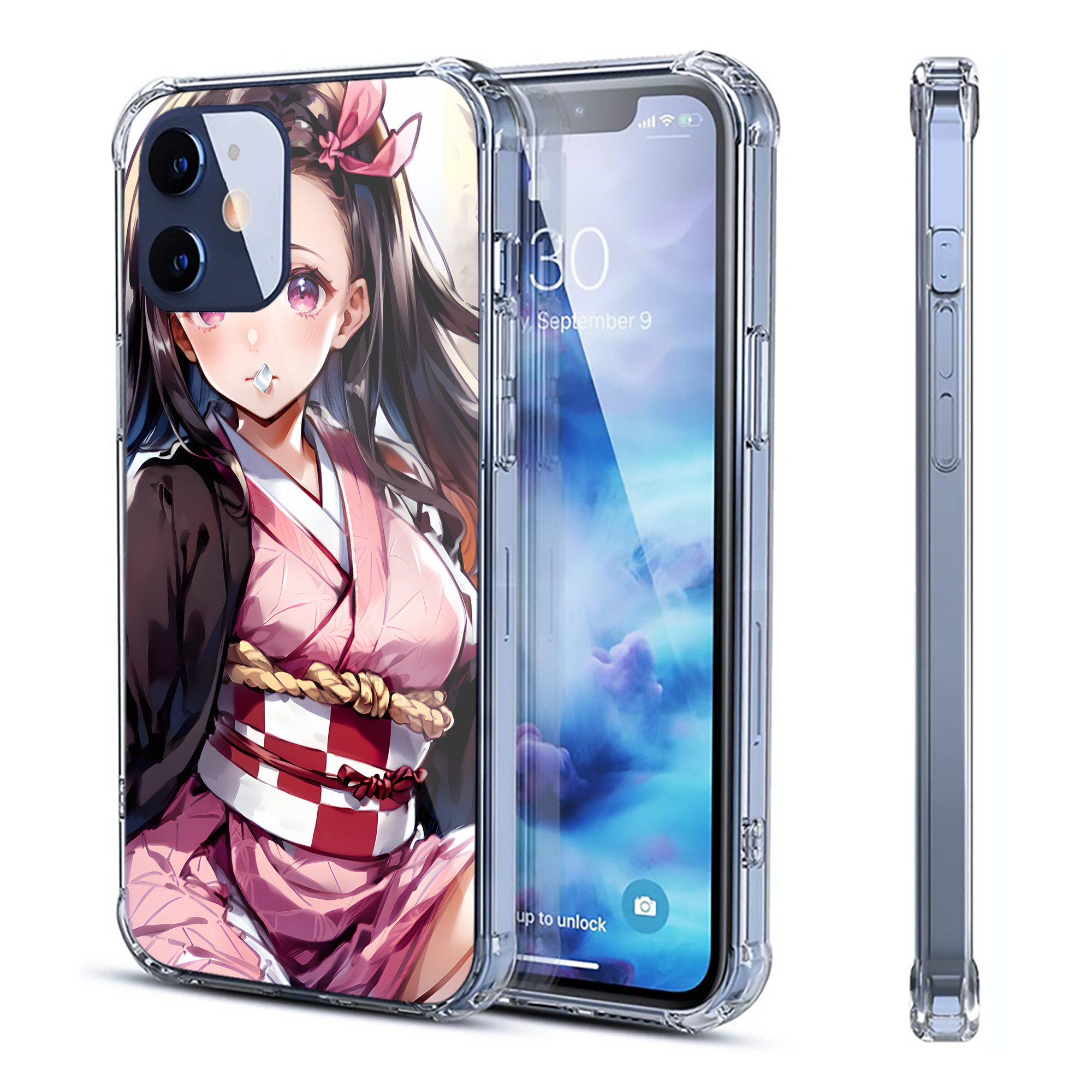 （画像用） 鬼滅の刃（きめつのやいば）竈門 禰󠄀豆子／かまど ねずこ Kamado Nezuko 【iPhone 12シリーズ対応】透明スマホケース（クリアソフトケース）